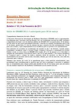 Capa de II Encontro Nacional da Articulação de Mulheres Brasileiras (Enamb) – Boletim n° 03