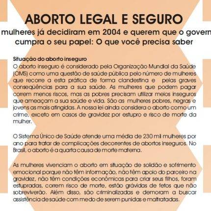 Folheto – Aborto Legal e Seguro (2004)