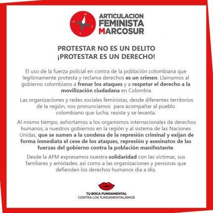 Colombia: Protestar não é crime. Protestar é um direito!